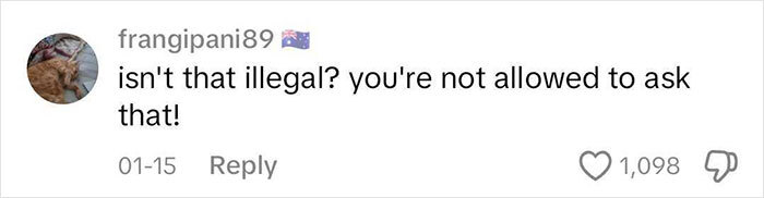 Comment questioning the legality of a relationship inquiry during a job interview.