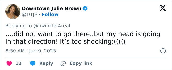 Tweet responding to Henry Winkler about shocking LA wildfires and arsonists caught on camera.