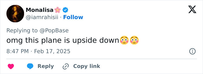 Tweet discussing a plane flipped upside down after crash landing.