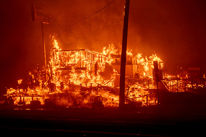 LA wildfires blaze intensely, highlighting destruction caused by arsonists.