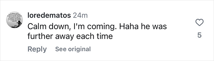 Comment on a social media post about son's incredible survival story involving a whale, with laughter and calm reassurance.