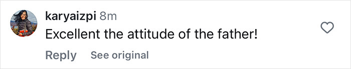 Comment praising father's attitude related to son's incredible survival story with a whale.