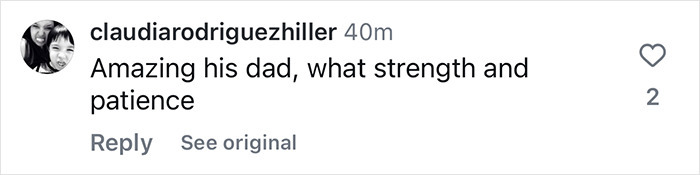 Comment praising dad's strength and patience from whale survival story.