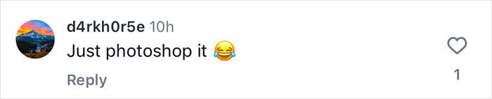 Comment on social media post with laughing emoji about editing a photo.