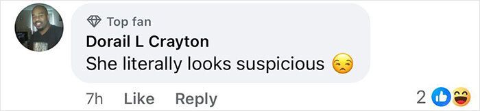 Comment reacting to school principal arrest with suspicion and disbelief emojis.