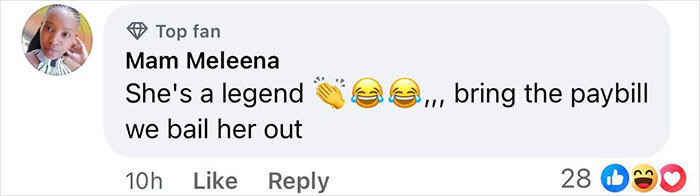Facebook comment reacting to school principal's arrest, using emojis and playful tone.