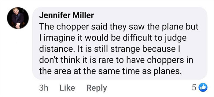 Comment discussing a plane and helicopters, suggesting it's rare for both to be in the same area; related to fewer ground lights.