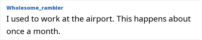 Wholesome_rambler comment about airport work experience, mentioning monthly occurrences.