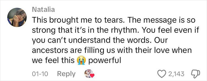 Comment by Natalia expressing tears over a powerful message with 2,143 likes. Keywords: Mormon, adoption.