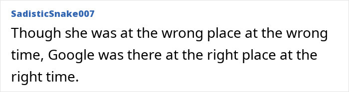 Comment on the disappearance of a woman, highlighting Google's role in her husband's closure.