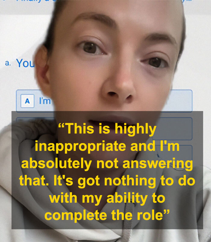 Woman expressing frustration over CEO's relationship question during a job interview.