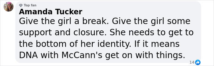 Commentary on Polish woman claiming to be Madeleine McCann needing support for identity resolution.