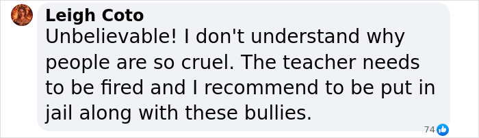Text message expressing outrage over bullies, with a call for accountability.