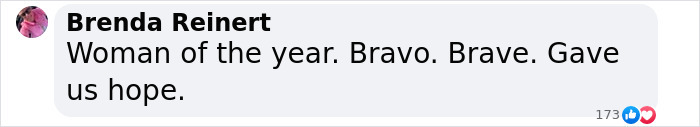 Comment praising a speech, calling it "brave" and "hopeful.