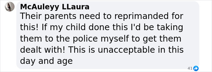 Facebook comment expressing outrage over hospital bullying incident.