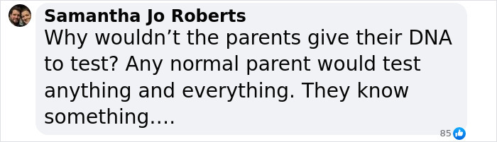 Comment questioning parents' refusal of DNA test, related to Madeleine McCann case.