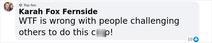 Facebook comment expressing concern about online challenges involving butterfly remains.