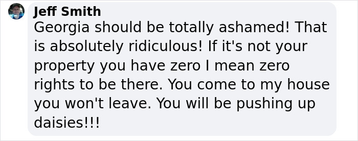 Comment criticizing Georgia's squatter laws and supporting homeowner rights.