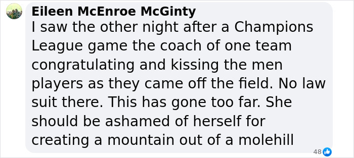 Social media comment discussing football head Luis Rubiales and a kissing incident with Jenni Hermoso.