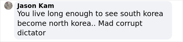 A social media comment about South Korea's martial law declaration and rejection by parliament.