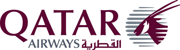 Qatar Airways logo, representing the airline involved in the couple's reported incident.
