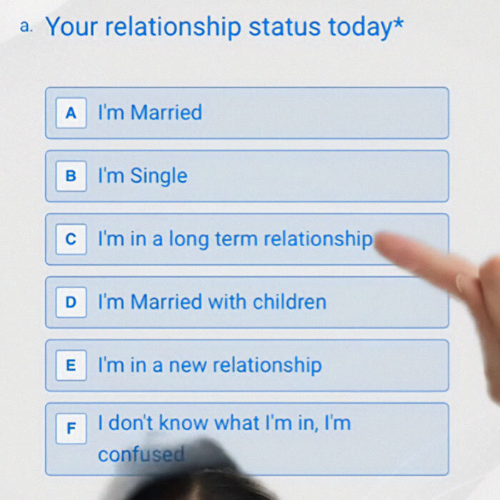 Interview question on relationship status with multiple choice answers.