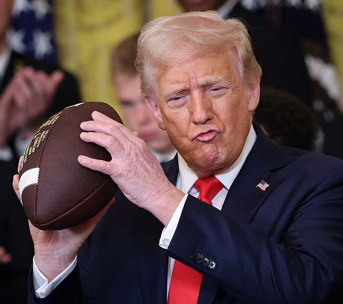 &ldquo;Keep Them Down&rdquo;: Trump Pulls Absurd Stunt To Look Taller Than Towering Ohio State Football Team
