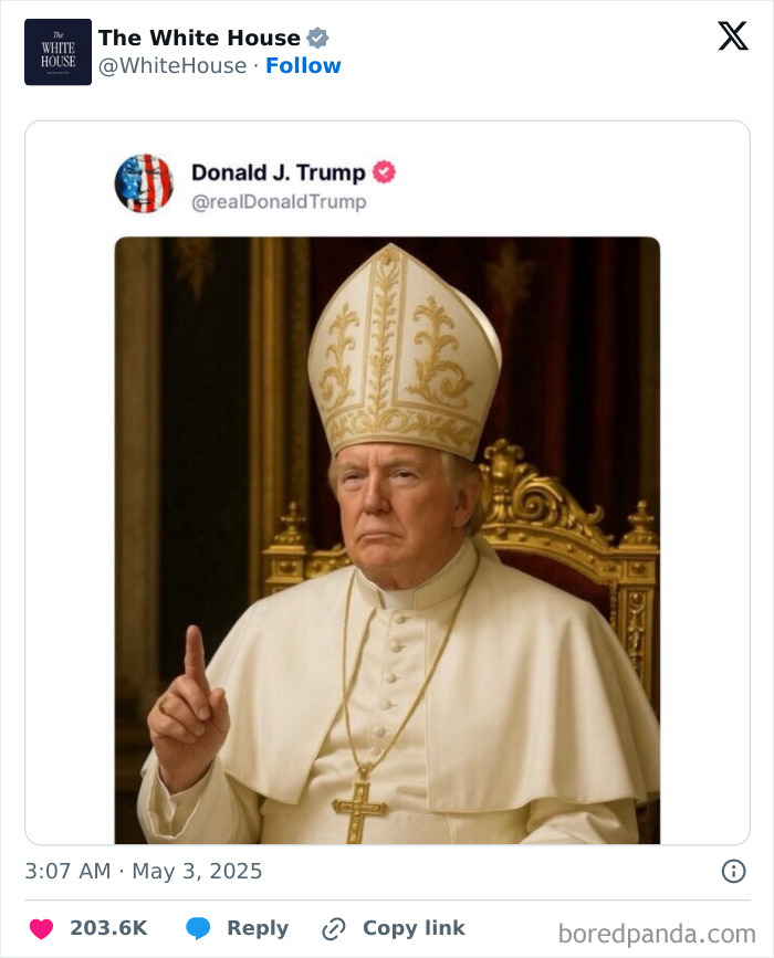 Donald Trump dressed as pope in a social media post as MAGA Catholics plan visit to Rome for preferred pontiff support.