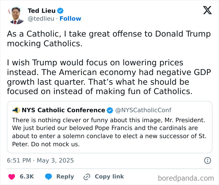 Screenshot of a tweet discussing Trump posing with a red lightsaber on Star Wars Day and fan reactions.