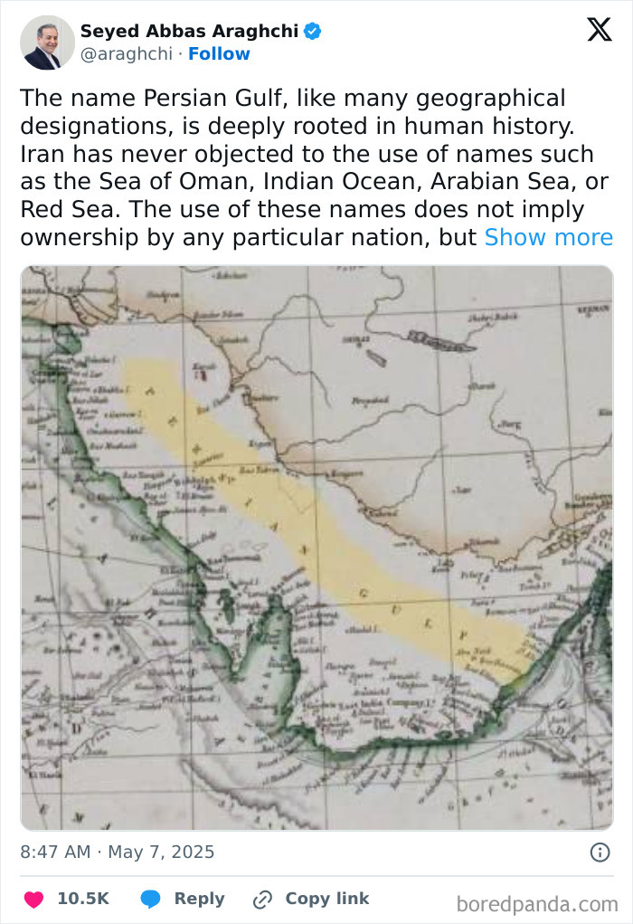 Historic map showing the Persian Gulf region amid discussions on Donald Trump&rsquo;s effort to rename another Gulf on US maps.
