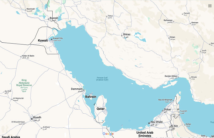 Map of the Persian Gulf region showing countries and cities amid Donald Trump&rsquo;s effort to rename another gulf on US maps