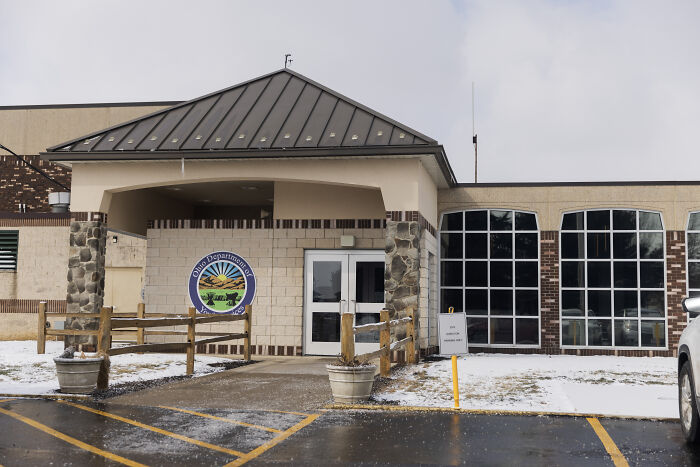 Ohio government building exterior with snowy parking lot, related to Supreme Court backing reverse discrimination claims.