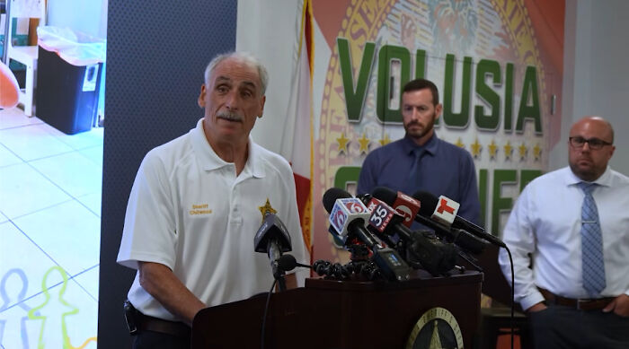 Volusia County officials speaking at a press conference about baby boy dies in boiling car incident in Florida.