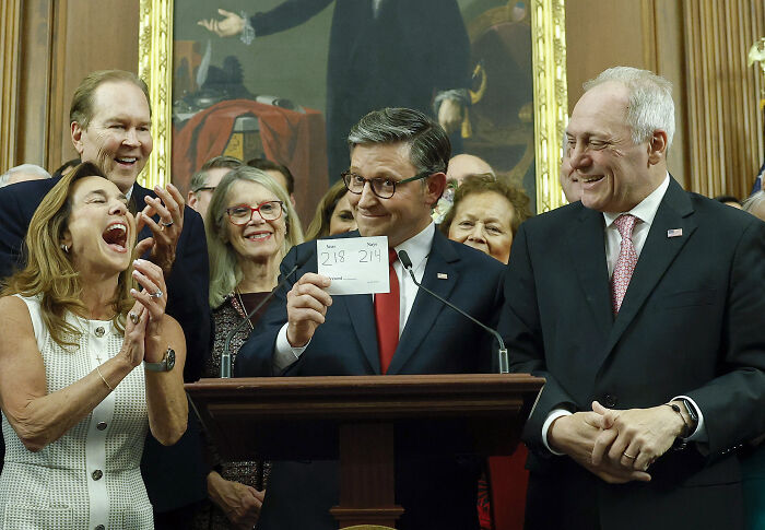 Congress members celebrating passage of Trump&rsquo;s big beautiful bill after a chaotic overnight showdown in the House chamber.