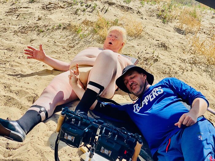 South Park on-set photo showing a scene with a Donald Trump puppet highlighting tiny manhood satire.