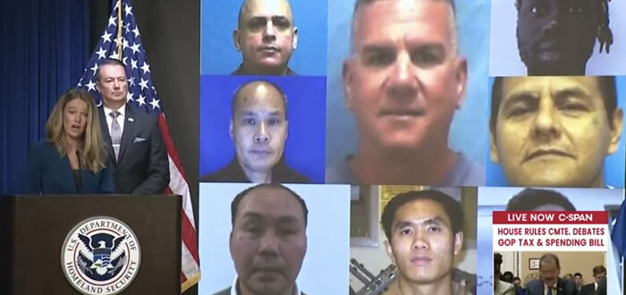 Officials at a U.S. Department of Homeland Security briefing with images of asylum seekers used as bargaining chips.