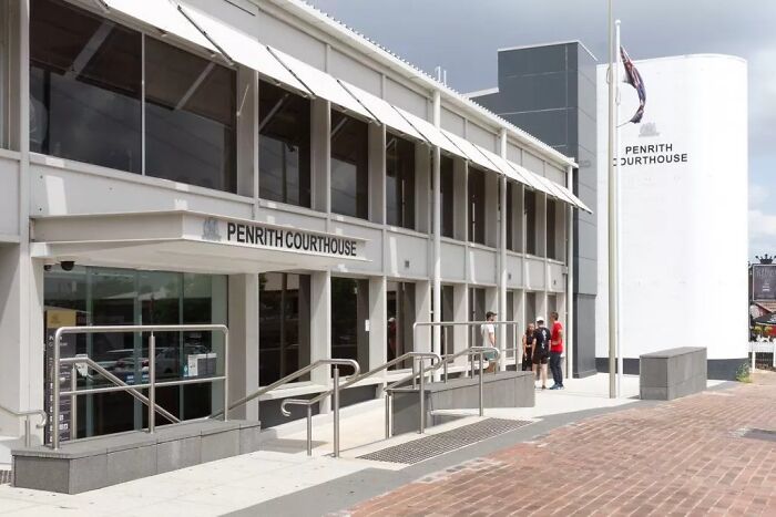 Penrith Courthouse exterior with people nearby, relating to officer&rsquo;s disturbing remark after brutal attack on mentally ill woman.