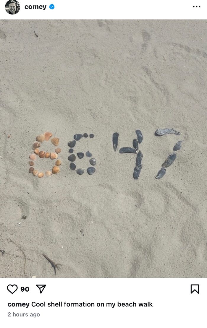 Shells arranged as numbers on sandy beach, related to James Comey&rsquo;s daughter DOJ news and high-profile prosecutions.