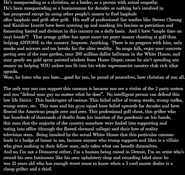 Rockstar Rips Into Trump And Leavitt As Public Feud Escalates Into Epic Showdown