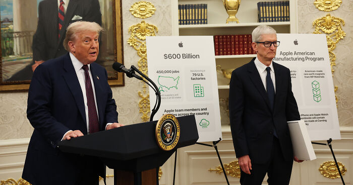 Apple’s Tim Cook Woos Trump With Gaudy Gold Gift At White House