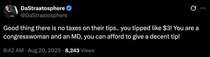 GOP Congresswoman Goes Viral For Absurd Tip She Left While Celebrating &lsquo;No Tax On Tips&rsquo;