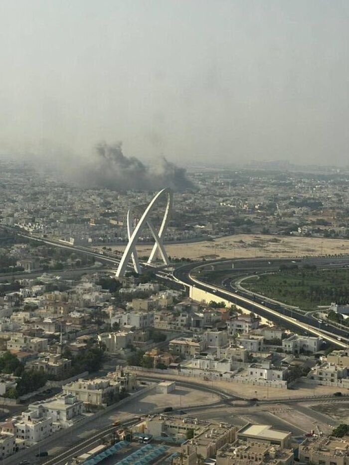 Smoke rising over Qatar&rsquo;s capital city after Israel launches attack on top Hamas leaders.