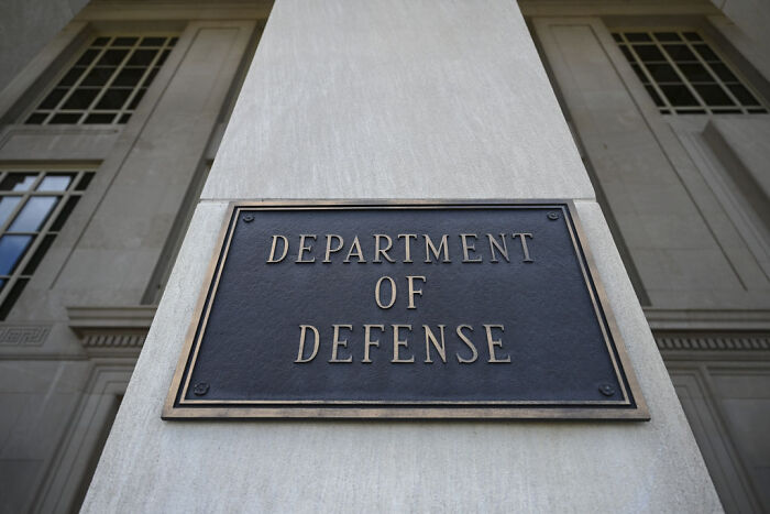 Department of Defense building plaque, related to Trump's expected rename to Department of War initiative.
