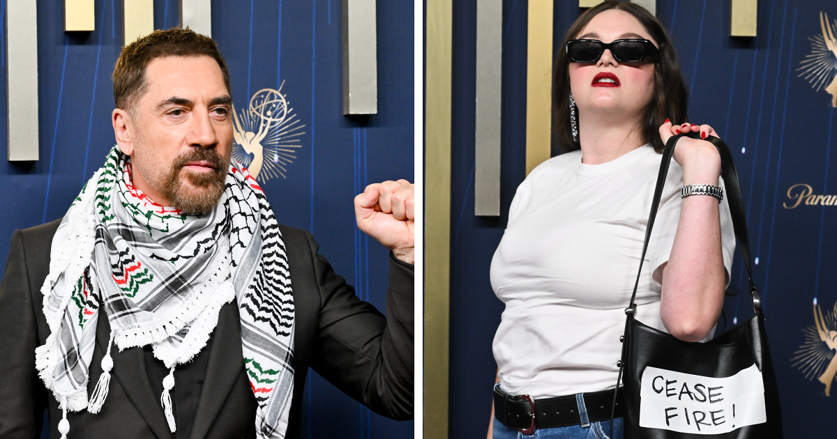 “This Has To Stop”: Javier Bardem And Meg Stalter Advocate For Gaza Ceasefire On Emmys Red Carpet