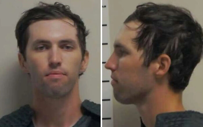 Mugshot of a man identified as Gadfly caught with disturbing files on his phone, linked to false shooting claim police report.