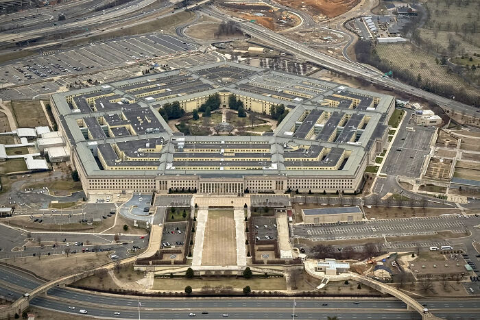 Aerial view of the Pentagon building representing the Department of Defense, related to renaming to Department of War.