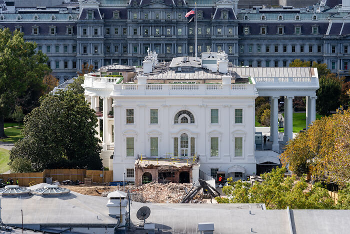 White House renovation site showing construction and design disasters during costly Trump renovation project.