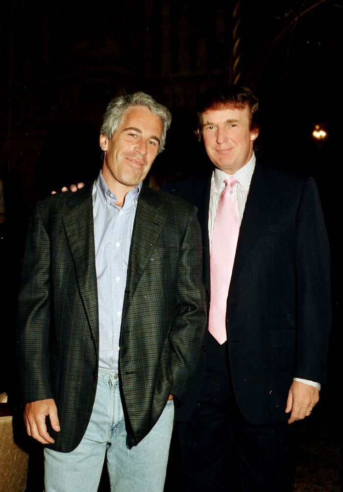 Jeffrey Epstein and Donald Trump posing together, highlighting alleged Trump photos linked to Epstein investigation.