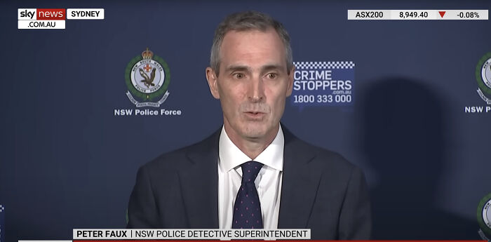 NSW Police Detective Superintendent speaking at a press conference about alleged assassins intercepted en route to daycare.