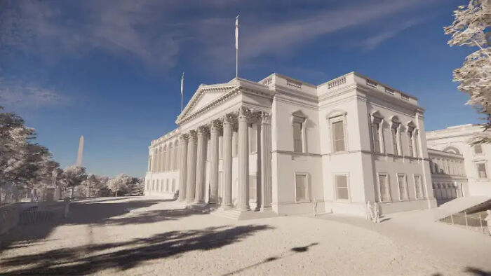 3D model of the historic East Wing of the White House prior to demolition for Trump's ballroom project under review.